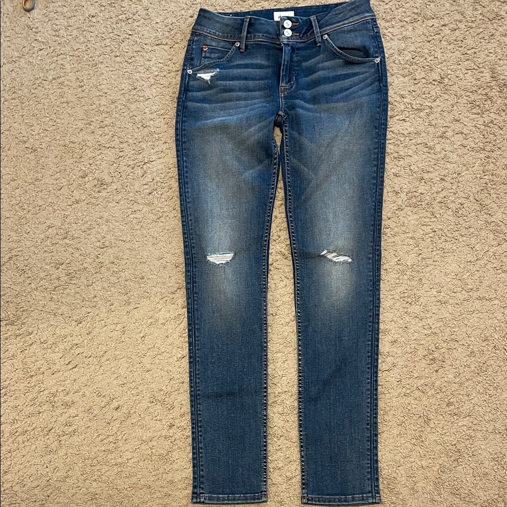 Hudson Collin Skinny Ripped Jeans Mid-Rise Medium Wash Stretch Denim 27 NWOT